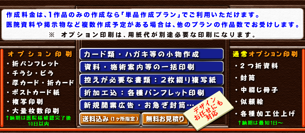 オプション作成(印刷・用紙付・送料込)